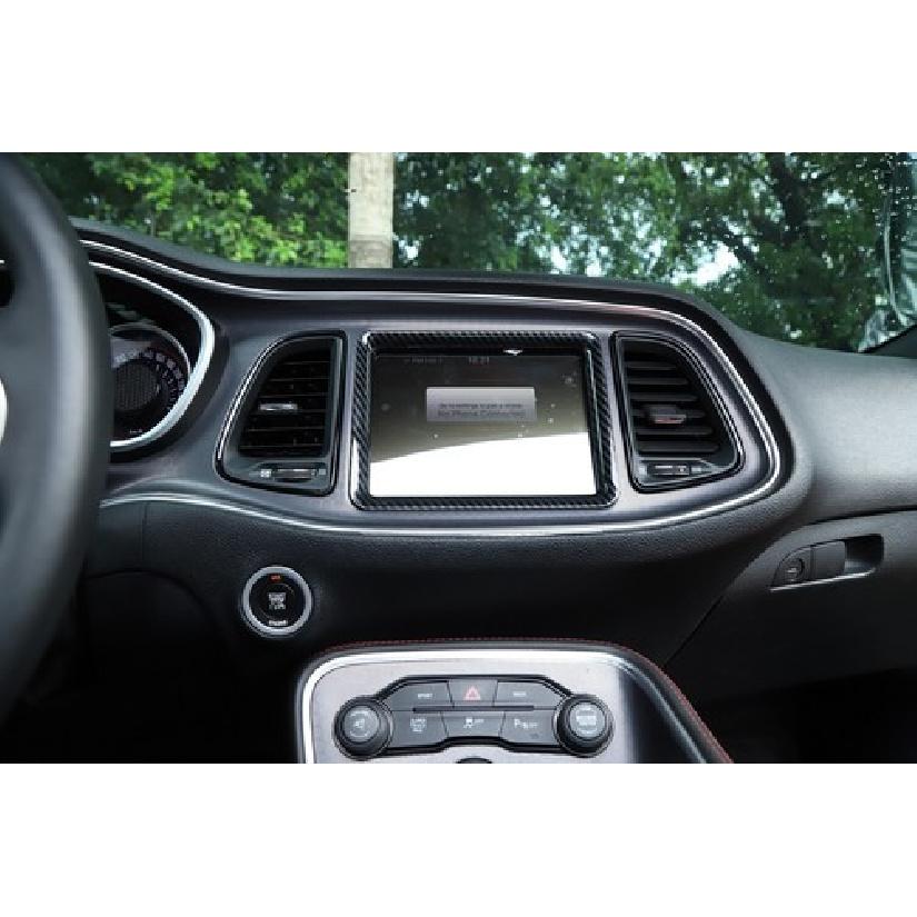 Carbon Fiber For Dodge Challenger 2015+ GPS Navigation Screen Frame COVER Trim