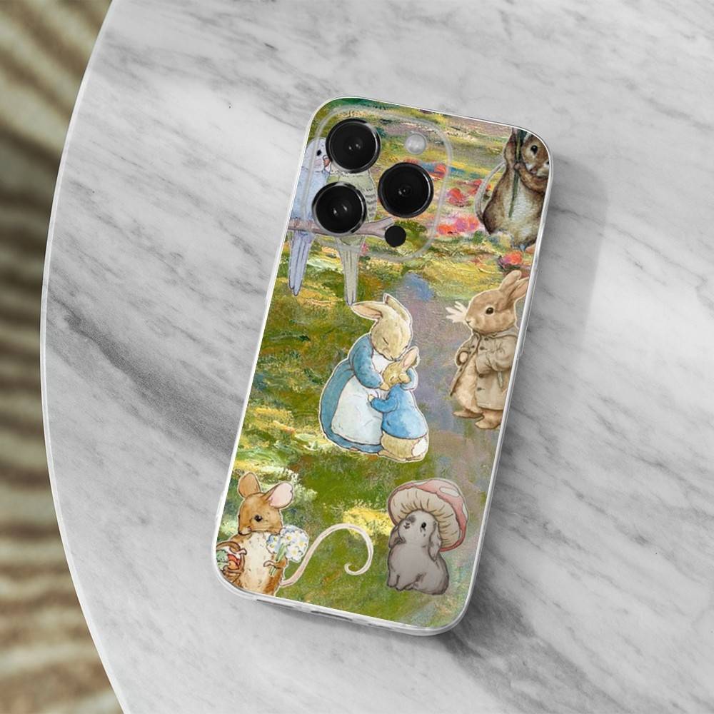 Cute Role P-Peter R-Rabbit Phone Case For iPhone 16,15,14,13,12,11 Pro,Max,Plus,X,XS,XR,SE,Mini Transparent Soft Cover