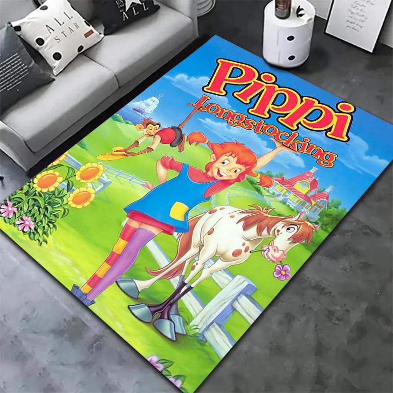 Pippi Longstocking Carpet Rug for Living Room Bedroom Home Sofa Decoration,Kids play Non-slip Floor Mat