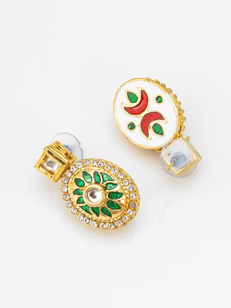 Gold-Plated Chikku Stone-Studded & Beaded Handcrafted Jewellery Set