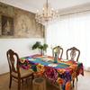 Mexikanische Blumige Tischdecke Rechteckig Volkskunst Muster Tischdecke mit Zackensaum Bunte Blumen Tischabdeckung für Esstisch Party Dekoration