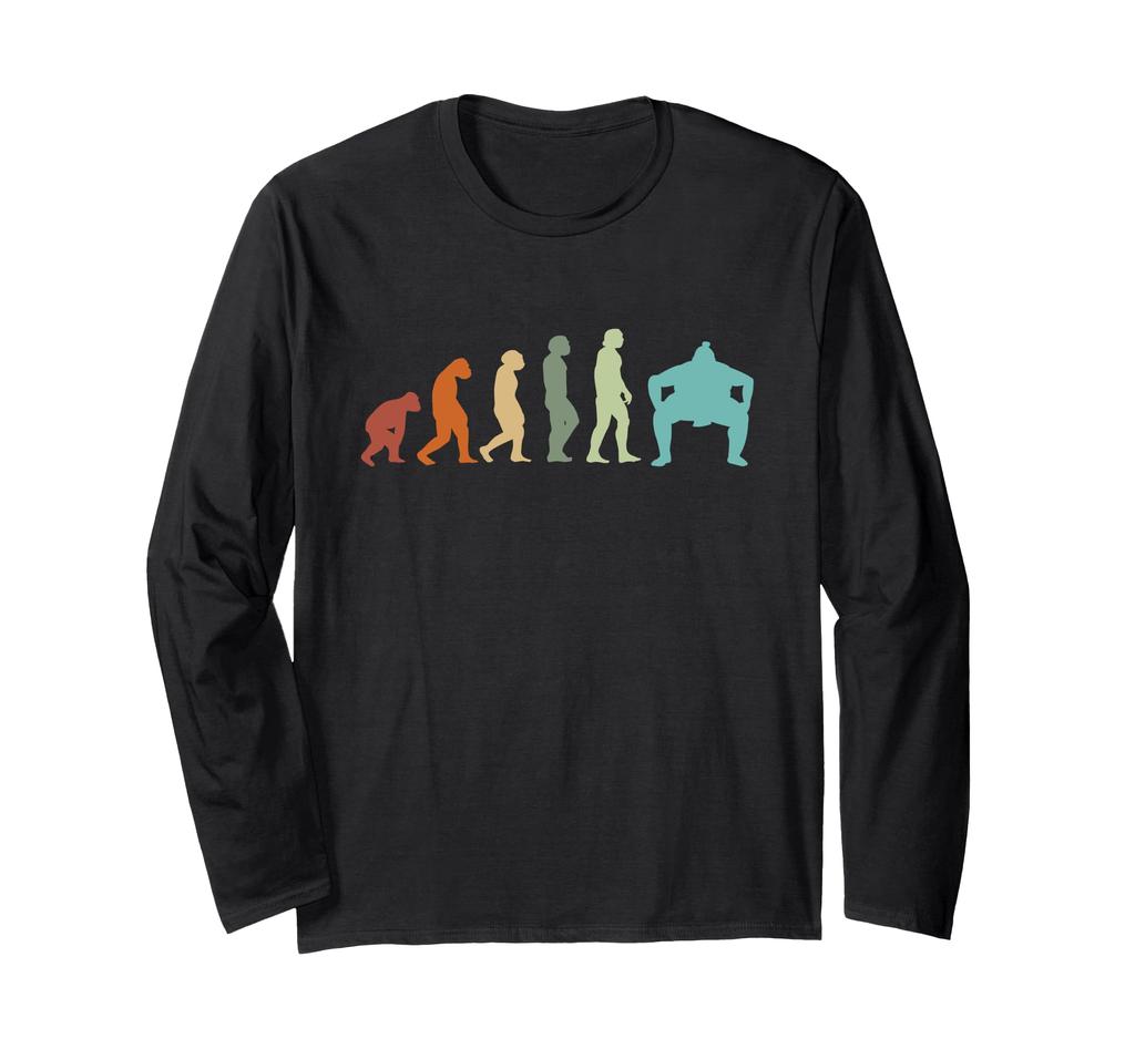 Evolution Sumo Martial Sumo Long Sleeve T-Shirt, Wrestling, Arts, Wrestler, Vintage, T-Shirt