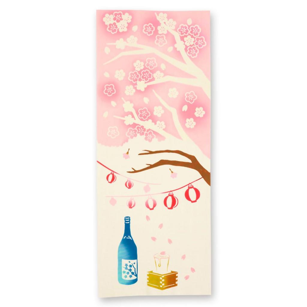 Miyamoto Kenema Tenugui Hand Cherry Blossom Viewing 35 x 90 cm Chū-dyed Towel, Sake, 50235, Approx.