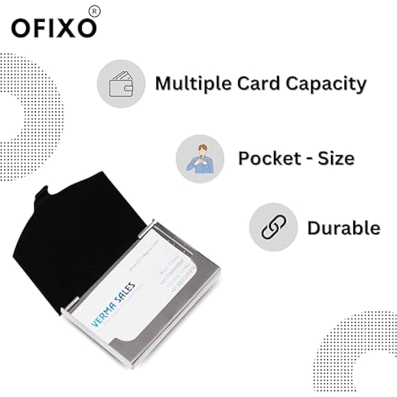 Ofixo Защитный держатель для кредитных карт Кошелек для кредитных карт из нержавеющей стали Тонкий металлический чехол для кредитных карт Для женщин или мужчин (Блэк чёрный