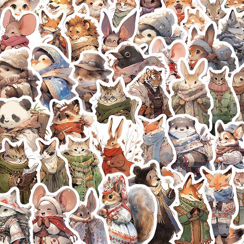 Sada samolepek divoké zvěře: Los, Alpaka, Panda & Lev