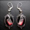 Gothic Sliver Color Geometric Oval Relief Bloody Meat Cutting Knife Dangle Earrings for Women Halloween Demon Style Jewelry