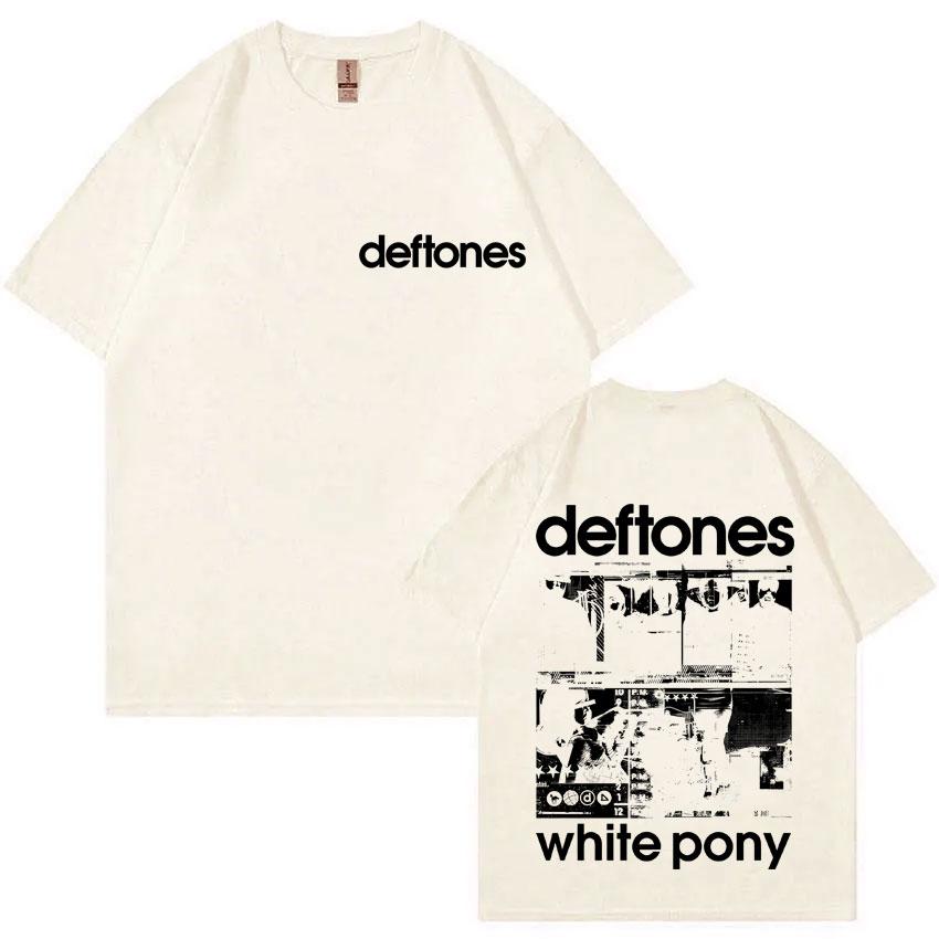 Rock Band Deftones White Pony Double Sided Print T-shirt Men Hip Hop Alternative Metal Oversized Streetwear Male Fashion Tshirt