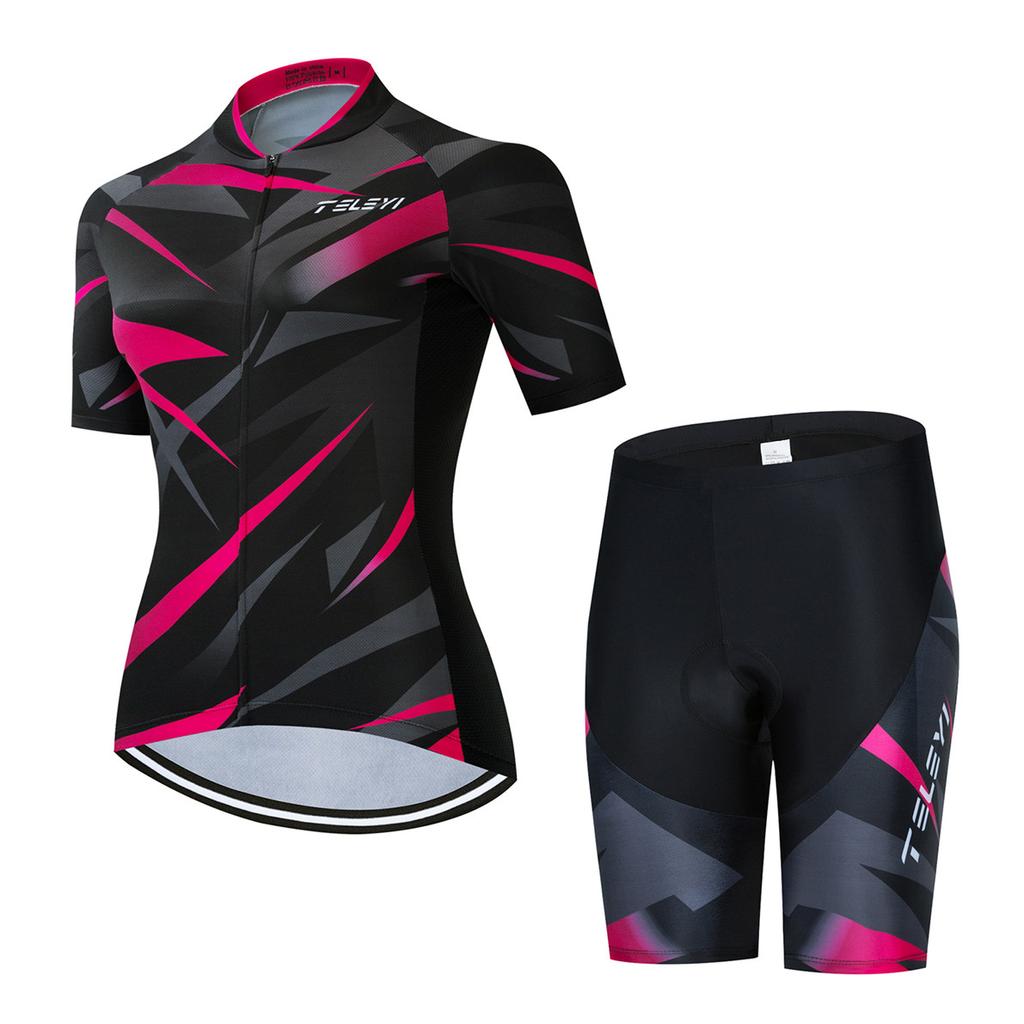 Women MTB Bike Jersey Bib Shorts Suits Anti-UV Bicycle Shirts Mountain Road Top Bottom Girls Female Red 2026 Summer Breathable Cycling Suit Set