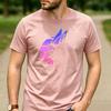 Vaporwave Gradient Wolf Head Sunset Circle Graphic T Shirt Unisex Crew Neck Short Sleeve Wildlife Fan Holiday Gift Top