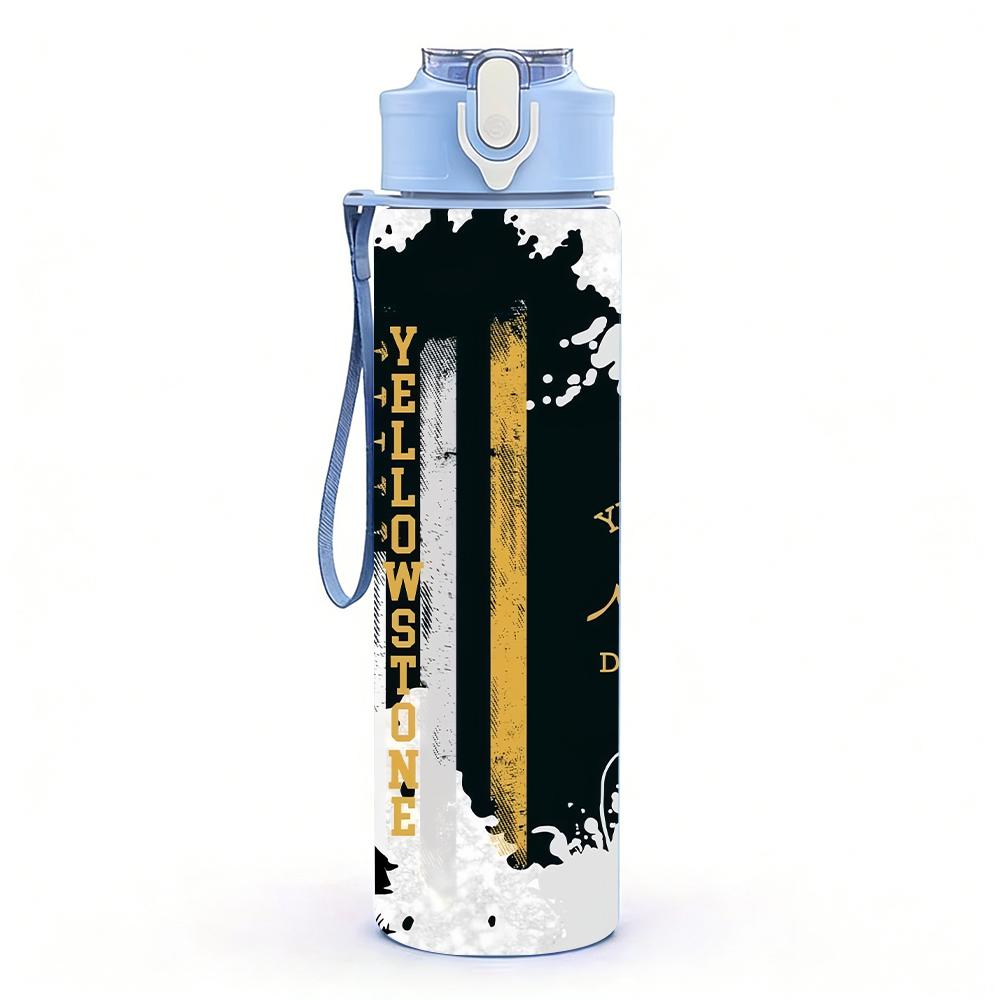 1PC Distressed American Flag Mountain Scene 750ml Color Plastic Water Bottle Leakproof Flip Straw Lid For Sports Office Home Use