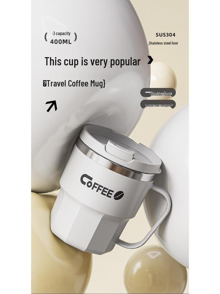 304 Stainless Steel Insulated Coffee Mug with Lid and Handle - Anti-Scald Design, Perfect Couple's Gift.