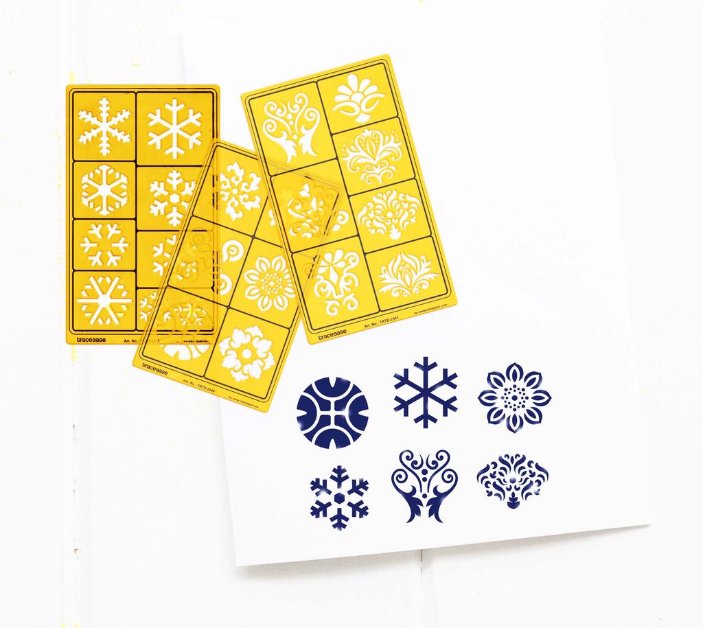 Traceease Multi-Pattern Floral Design Drawing Templates For Scrapbooking Designing Craft DIY Art Supplies, 5