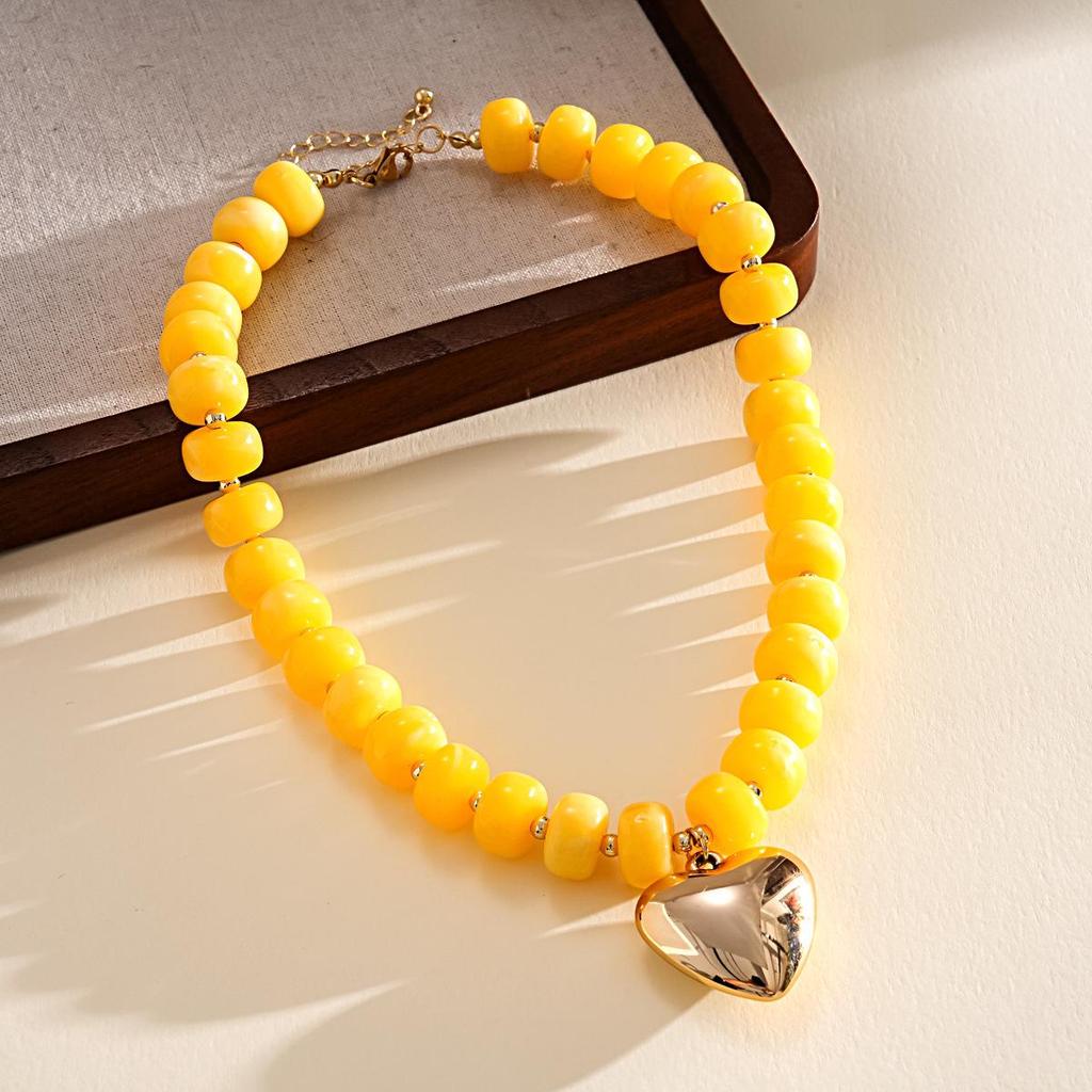 Collier Cœur Dégradé Acrylique - Chaîne de Clavicule Dopamine Haut de Gamme Européen & Américain.