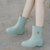 Rain Shoes Women's Cute and Sweet Summer Fashion Outer Wear Soft Sole Non-slip Waterproof Glue Shoes Water Shoes Medium Tube Light Rain Boots