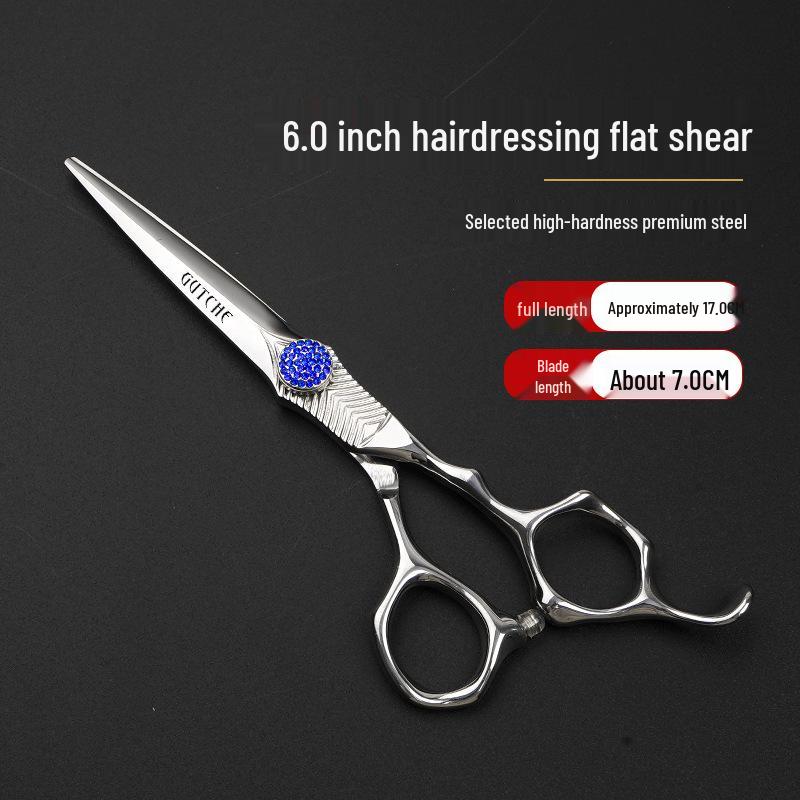 Silver Blue Diamond Hairdressing Scissors Set: Straight, Serrated, Bangs, Thinning Shears