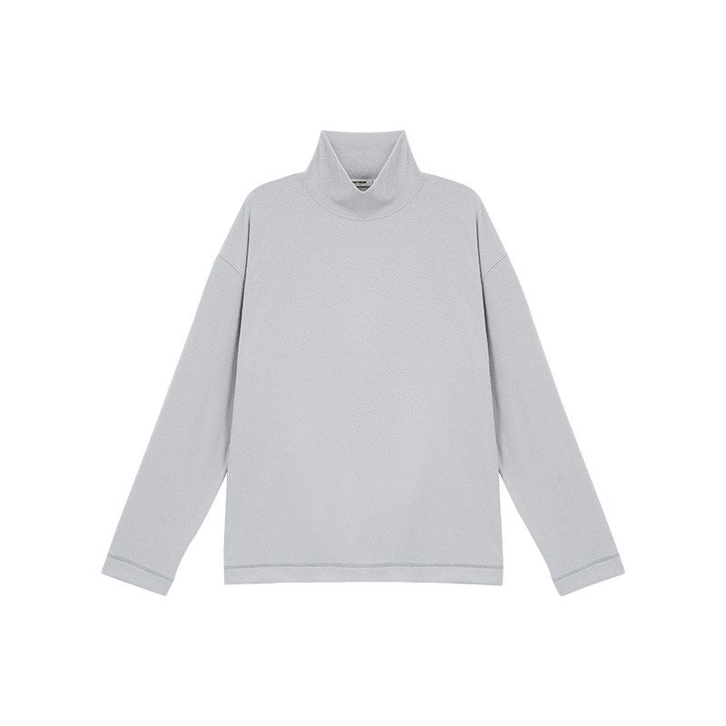 Bodydream Velvet Texture Long-Sleeved T-Shirt for Men, Retro Brushed Casual Top, High-Neck Pullover Base Shirt