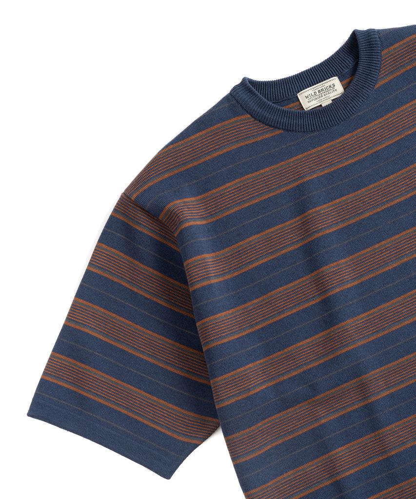 Waildeubeuligseu W23 Knitted Stripe T-Shirt (Blue&Brown)