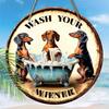 2D Flat Hanging Decorative Signs, Interior Wall or Door Decoration, Garden Decoration, the Pattern Is Three Dachshunds,a Housewarming Gift for Friends