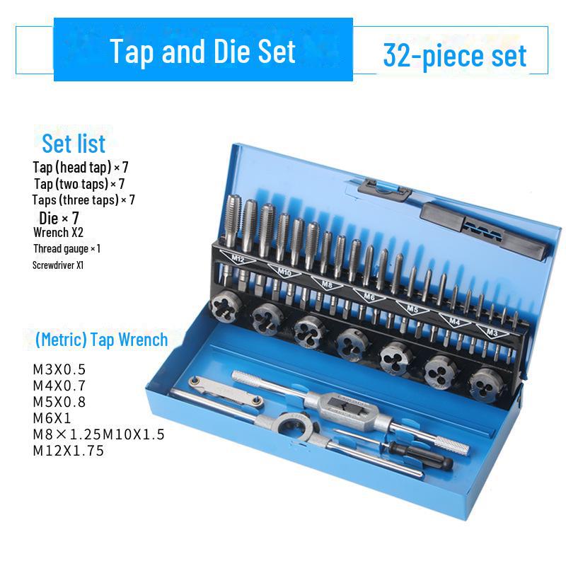 Manual Tap and Die Set with Wrench for Threading