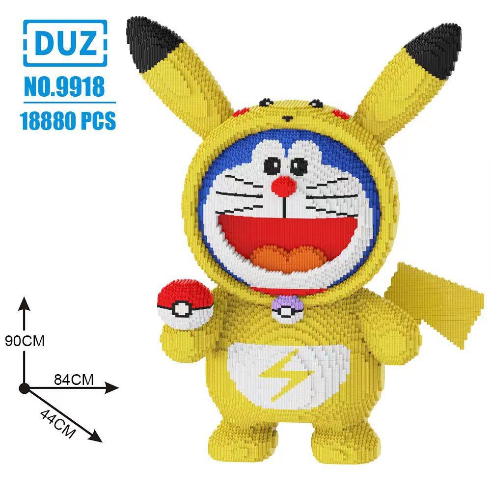 Pokemon Pikachu Building Blocks Creative 3D Model Lovely 45/90CM Assembly Mini Connection Bricks Figure Toy Gift For Home Decor