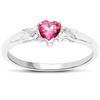 925 Silver Pink Topaz Heart Ring Diamond Accent Women Jewelry Gift Size