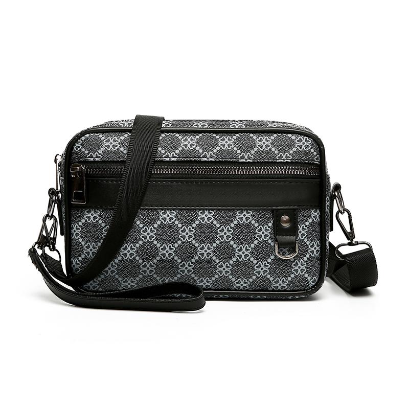 Casualowa biznesowa torba na ramię dla mężczyzn PU skórzana torba małe torby typu Crossbody kwadratowa, w kratę markowe męskie torby na ramię