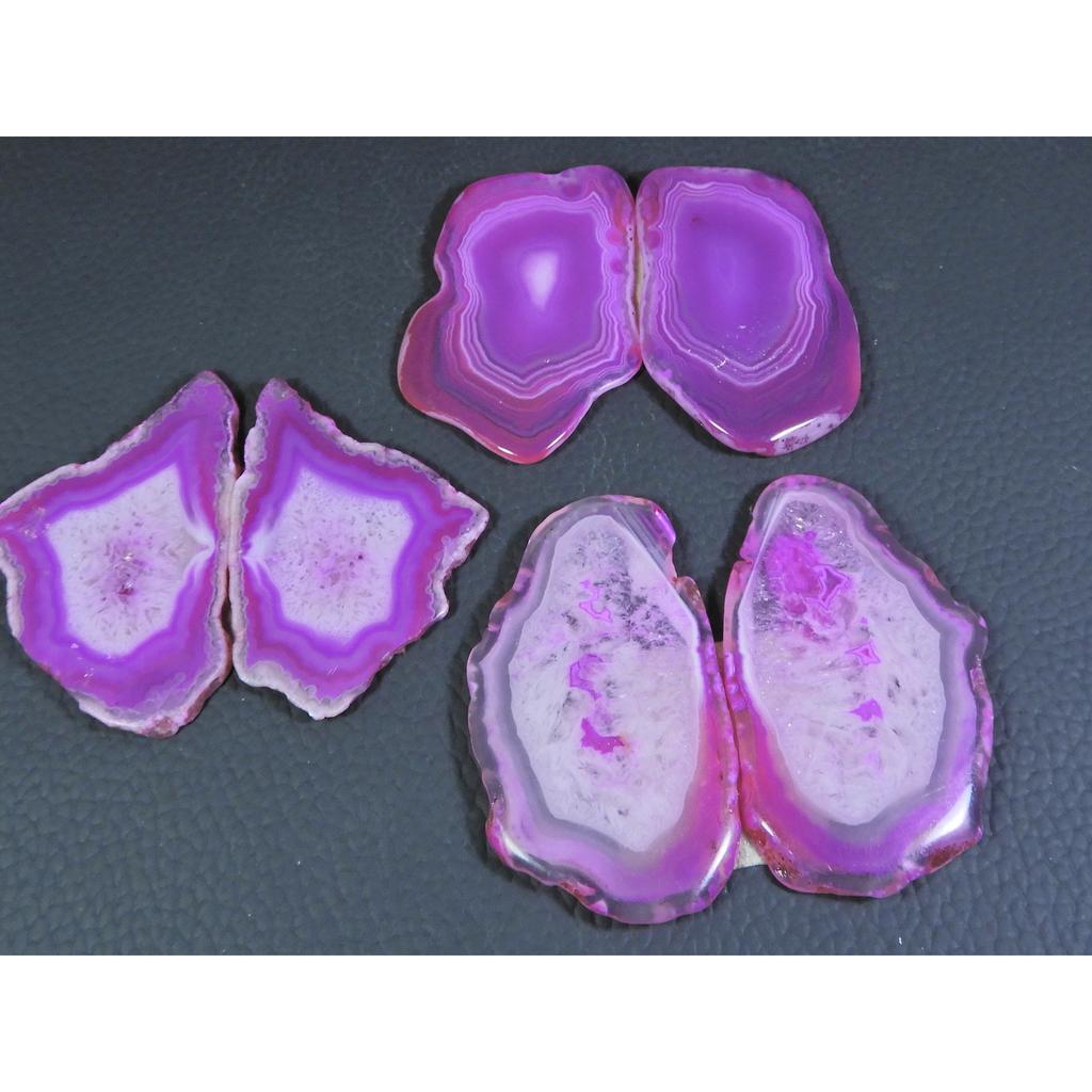 Dyed Slice Druzy Agate Matched Pair Cabochon Loose Gemstone 3Pair Lot 236Cts A-714
