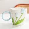 Ins High Value Tulip Mug Niche Design Sense Ceramic Cup for Girls Drinking Water Cup Coffee Cup for Home Use