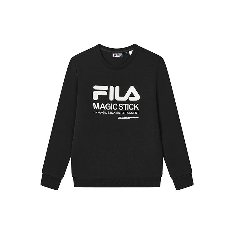 Fila Logo Letter Print Pullover Long Sleeve Sweatshirt Men Sweatshirt Black F11M249202FBK