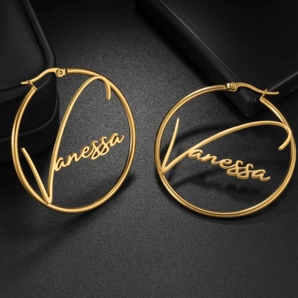Custom Name Long Chain Threader Earrings For Women Girls Personalization Name Dangle Drop Earring Stainless Steel Jewelry Gift
