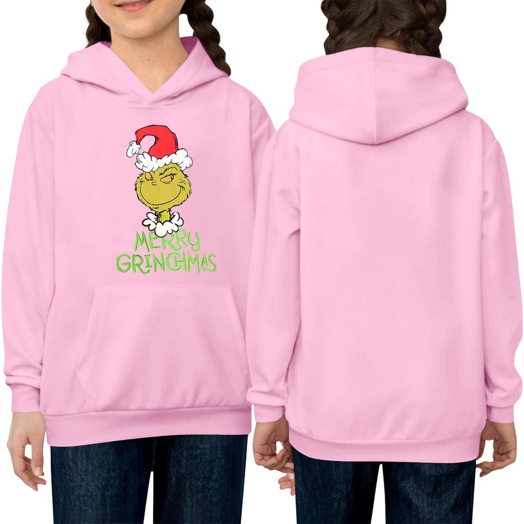 Children's Long-sleeved Loose-fitting Pullover Hoodie With Drawstring And Solid Color