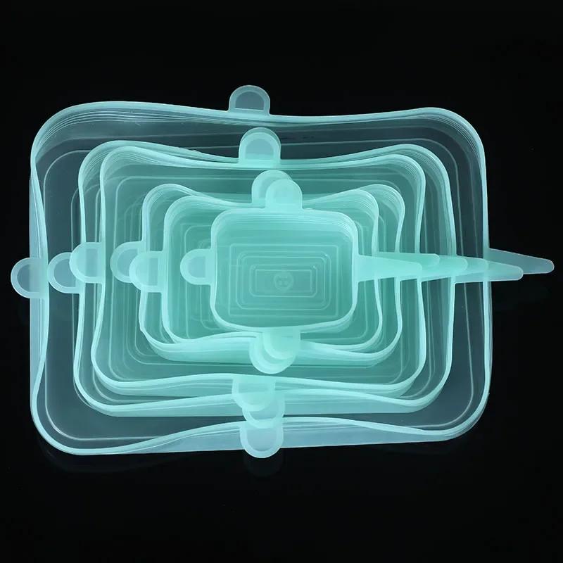 Sechsteiliges Set Stretch Frischhalteabdeckung Schüsselabdeckung für Kühlschrank und Mikrowelle Versiegelte Frischhaltefolie