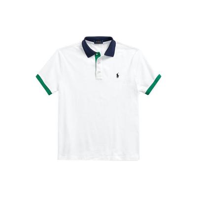 Polo SS22 Εφαρμοστή Πικέ Μπλούζα Πόλο με Κοντό Μανίκι Ανδρικά Τοπ Λευκό RL14819-100