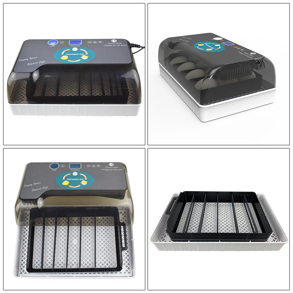 Brutkasten für 12 Eier mit automatischer Eierwendung, Feuchtigkeitskontrolle, Temperaturanzeige und Eierdurchleuchtung