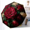1pc Sturdy 8-Bone Auto Umbrella, Mixed Rose Bouquet Umbrella, Digital Printed, Foldable Umbrella for On-the-Go Outdoor Use
