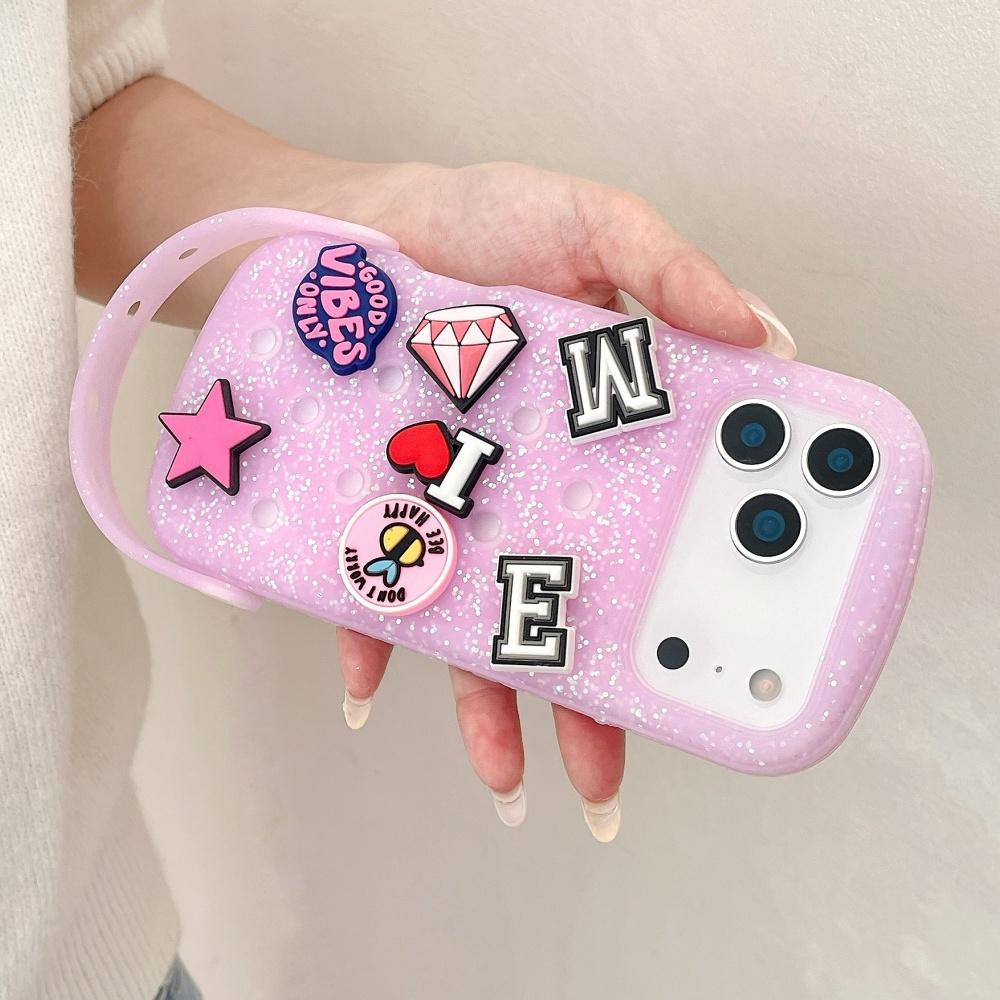 

Ins DIY Soft Silicone For Crocs Charms Creative Phone Case For iPhone Air 17 16 15 14 13 Pro Max Candy Color Breathable Cover iPhone 13