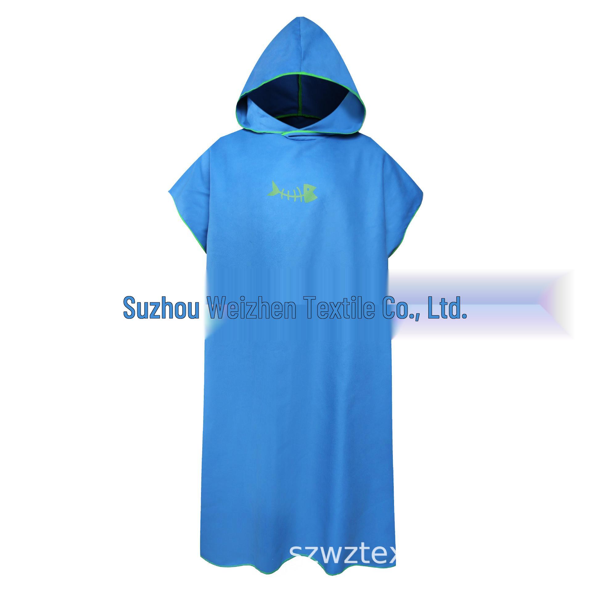 

Двустороннее флисовое пляжное пончо: Носимый халат-полотенце для пляжа и дайвинга. 90x110 cm небесно-голубой