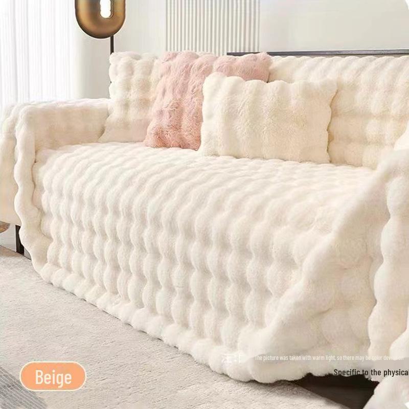 Copridivano in Peluche Antiscivolo, Copertura Totale, Ispessito per l'Inverno, Universale per Tutte le Stagioni