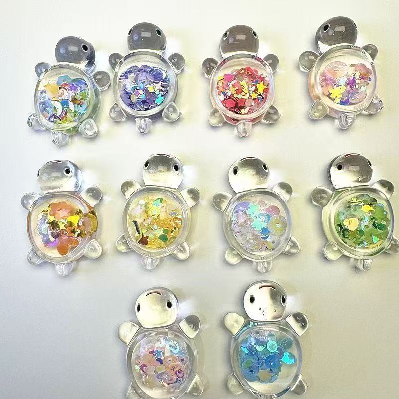 New night light transparent accessories glitter turtle cute DIY cream gel accessories desktop ornament small turtle