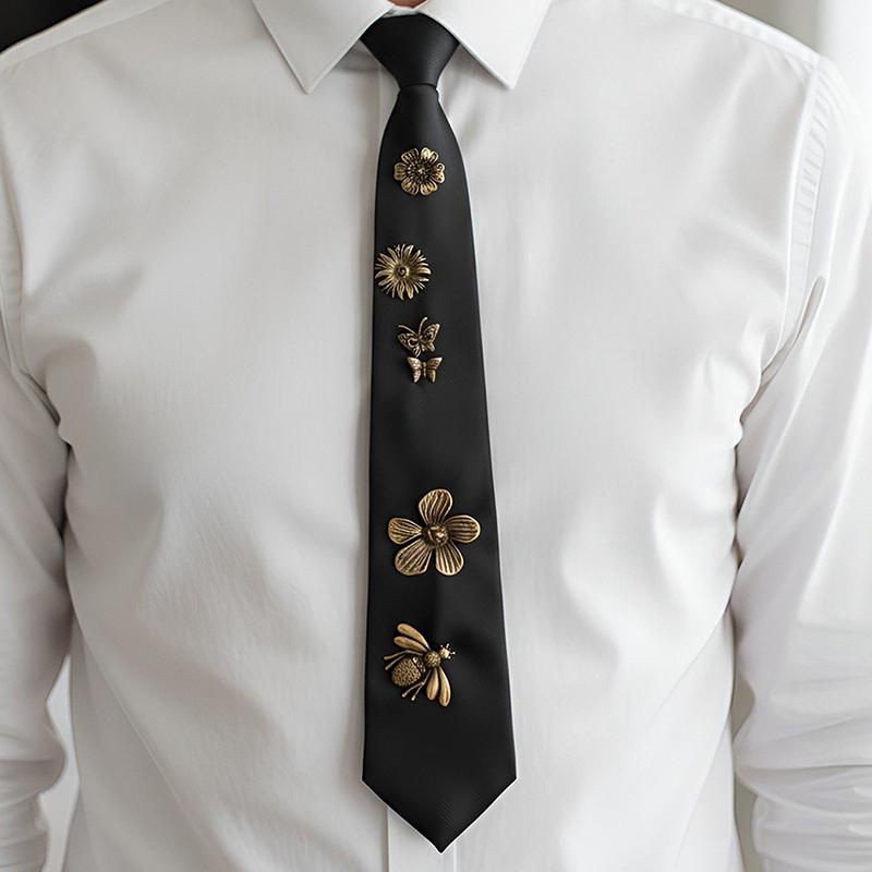 Versatile Flowers Butterfly Tie Luxury Design Shirt Tie Autumn Creativity Multi Element Splicing Accessories