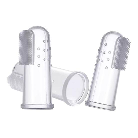 2Pcs Baby Infant Toothbrush Silicone Finger Cot Cover Tongue Cleaning Brush