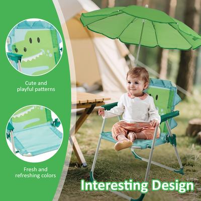 Kinder-Strandstuhl mit Sonnenschirm Niedliches Tier Tragbarer Klapp-Campingstuhl 40 kg Kapazität für Strand Outdoor Camping Picknick