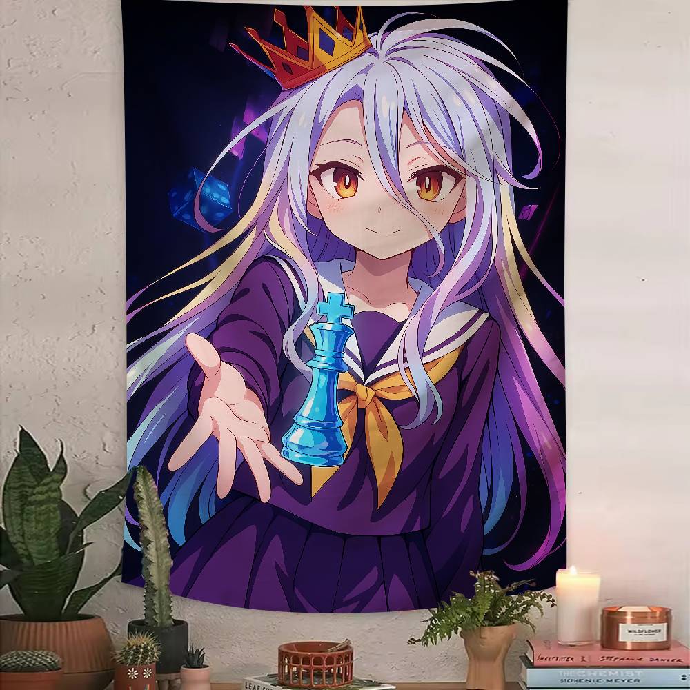 Anime No Game No Life Tapestry Bohemian Tarot Hippie Wall Hanging Dorm Kawaii Shiro Girl LARGE Wall Art for Bedroom Living Room
