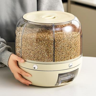 Food Dispensers Airtight Grain Food Storage Container Box 360 ° Degrees Rotary Sealed Rice Bucket Household Grain Storage Cereal Container Tank