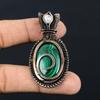 Natural Malachite,Moonstone Stone Handmade Copper Wire Wrap Pendant 2.36" y4s48