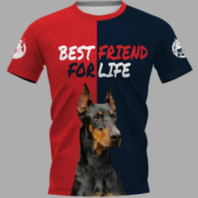 Reduceri de primăvară fierbinte de vară europeni și americani tricou bărbați modă creativă câine animal imprimeu digital 3D gât rotund scurt S