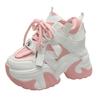 Fashion 10.5CM Women Casual Leather Sneaker Autumn Lace Up High Platform Shoes Thick Sole Sport Dad Shoes Woman Sneakers Chaussure Femme