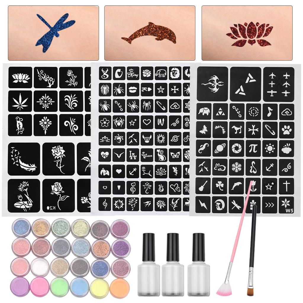 Glitter Powder Kit 24 Bottles Fine Glitter Powder Luminous Cosmetic Loose Glitter for Tattoo Body