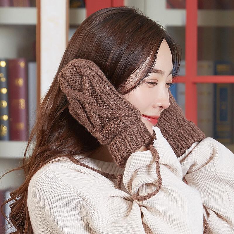 

Женские зимние вязаные шерстяные перчатки с флисовой подкладкой, закрывающие все пальцы One Size