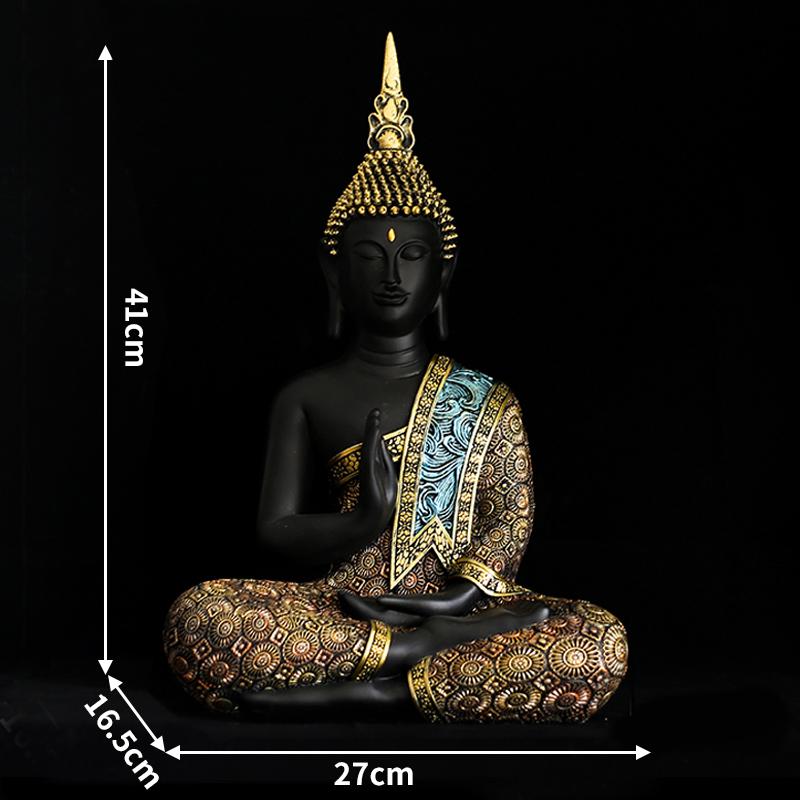 Stor Buddhastaty Thailand Buda Buddha Skulptur Grönt harts Handgjord buddhism Hindu Fengshui figurin Meditation Heminredning